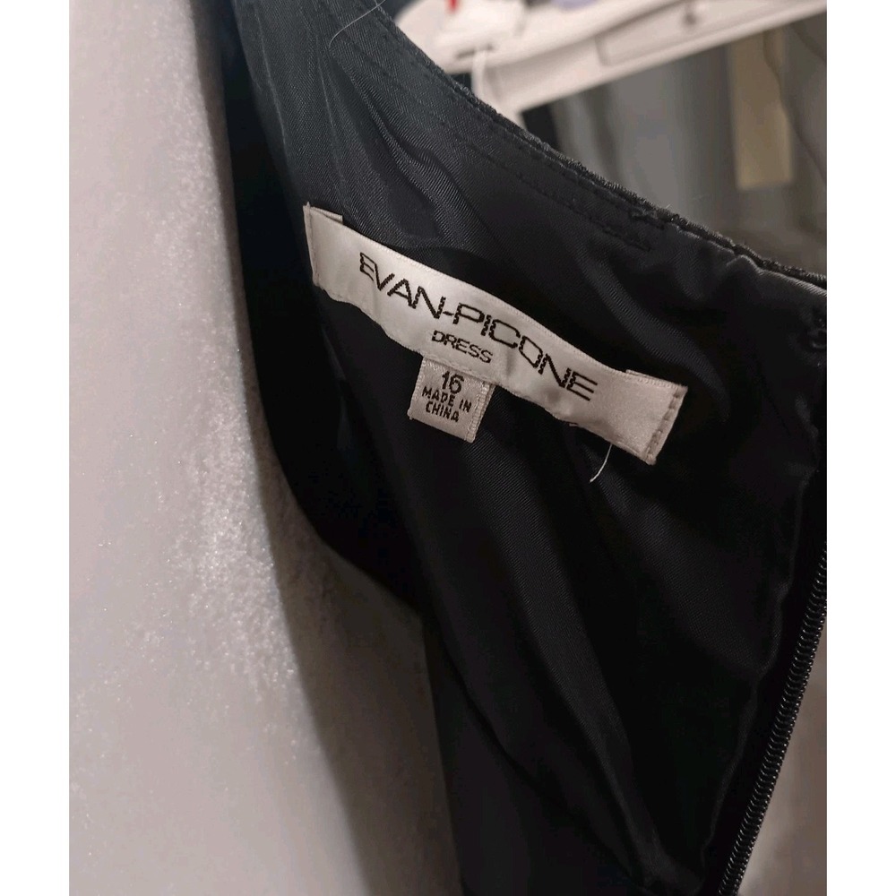 Evan Picone Dress Size 16 Black‎ Floral Lacey Fit And Flare Shimmery - Picture 7 of 7